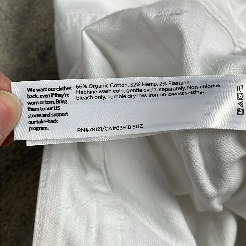 New Eileen Fisher Cotton Hemp Stretch Tapered Pant White Ankle Sz 12